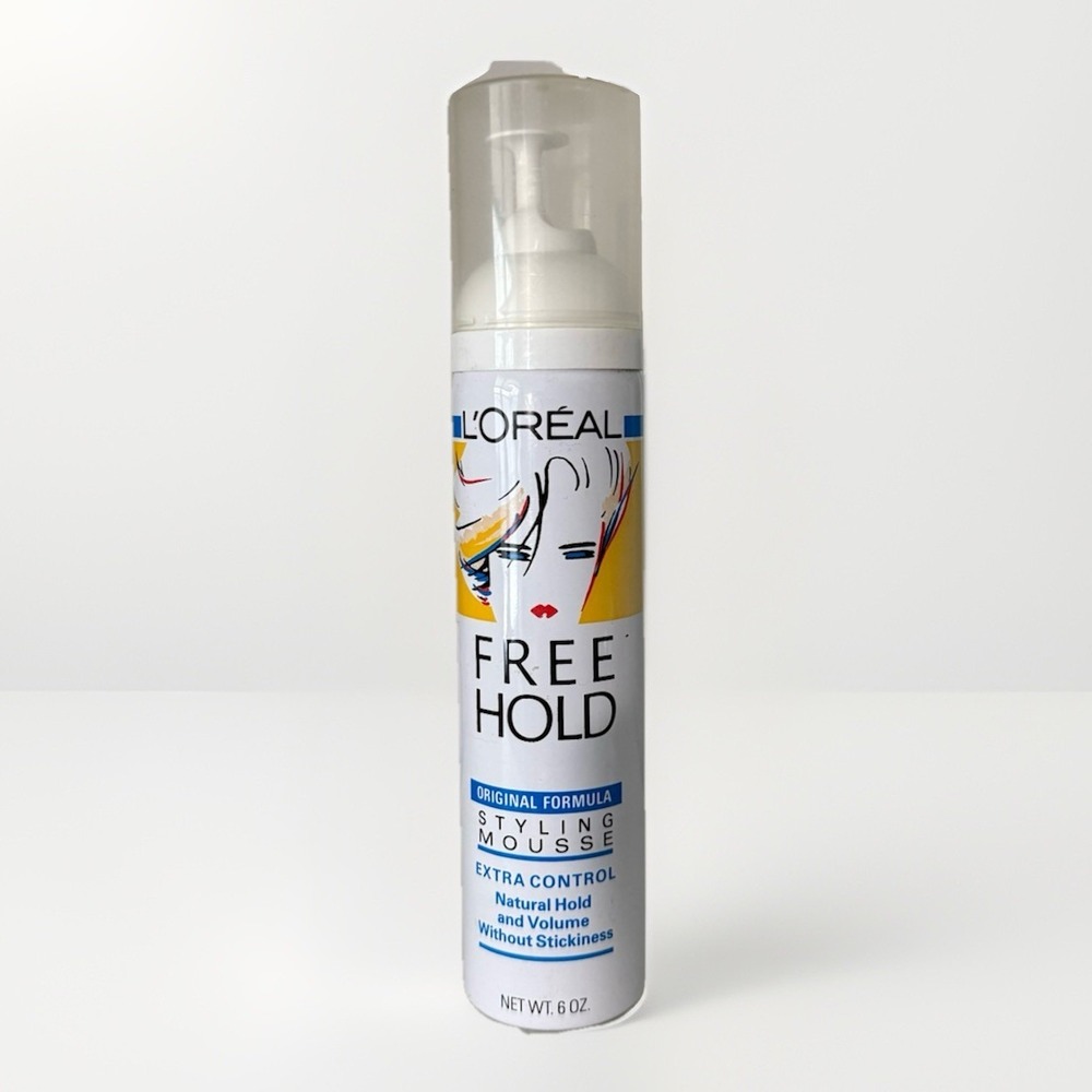 RARE Vintage L'Oreal FREE HOLD Styling Mousse 6 oz – 1990s‎ Retro Hair Product
